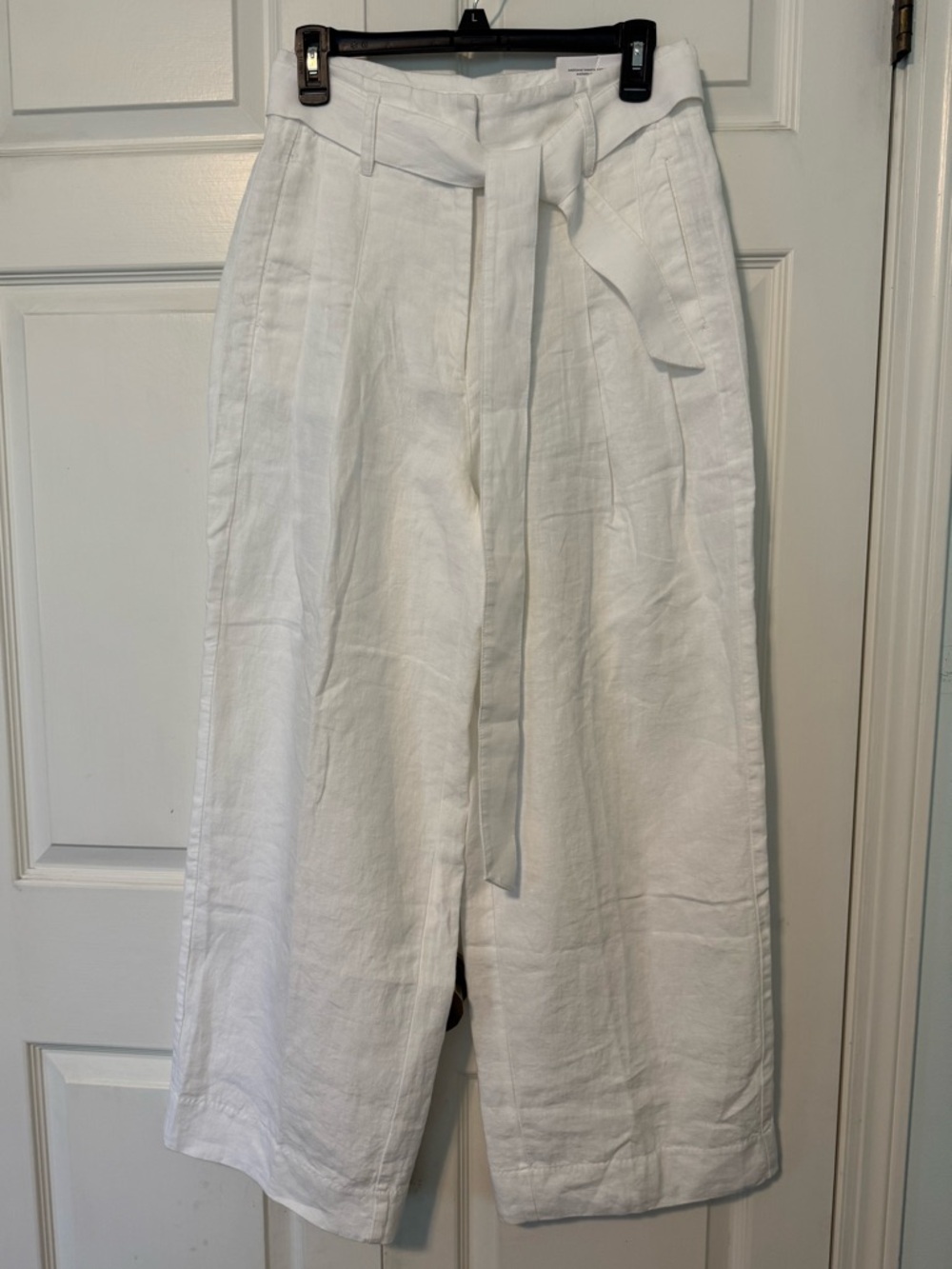 Chico's White Wide-Leg Linen Pants with belts 0.5R